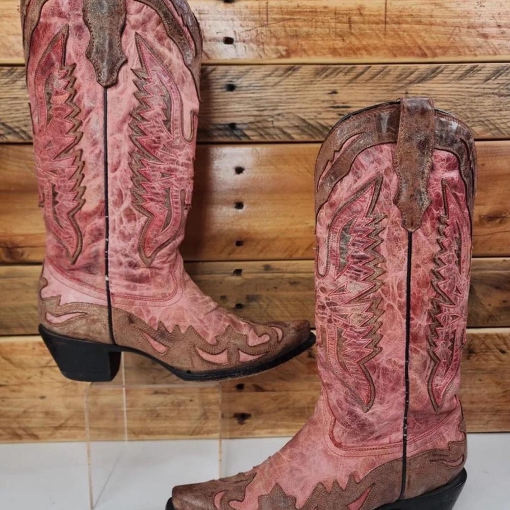 Women's corral boots, distressed